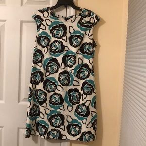 Dress Barn teal, black, and white floral dress